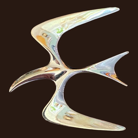 Vtg "Mr.Seagull" Sarah Coventry 70s silver tone mid century modern pin brooch - Picture 1 of 4